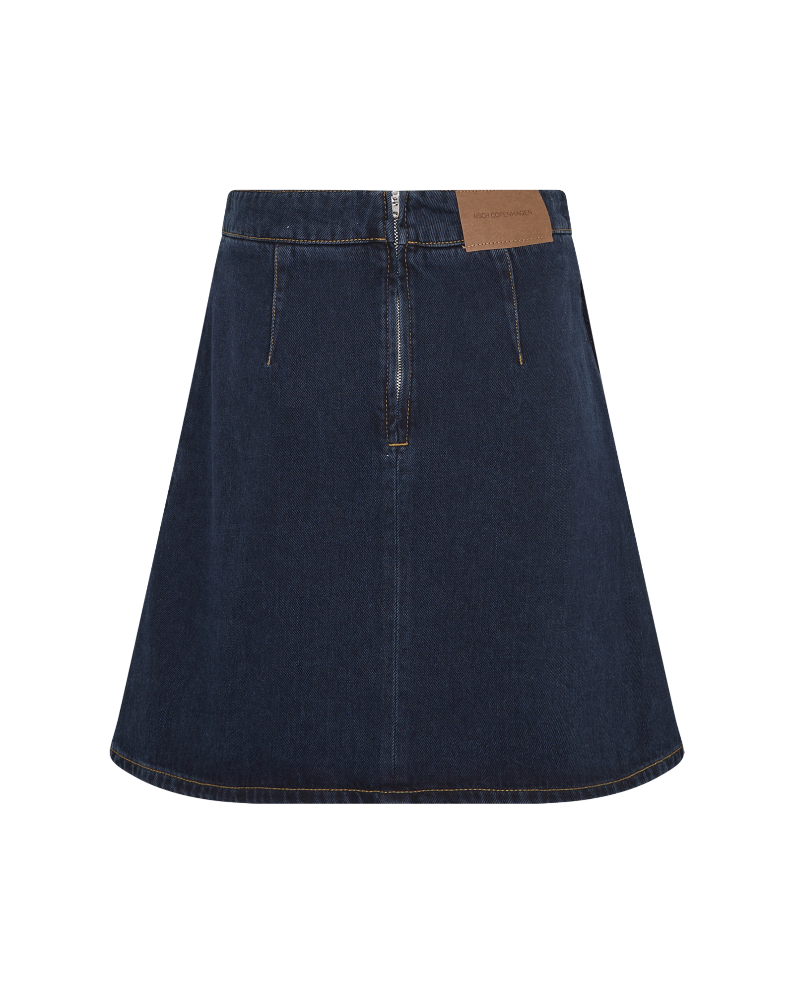 MSCHEvi HW Denim Skirt – Blue Black Washed, back
