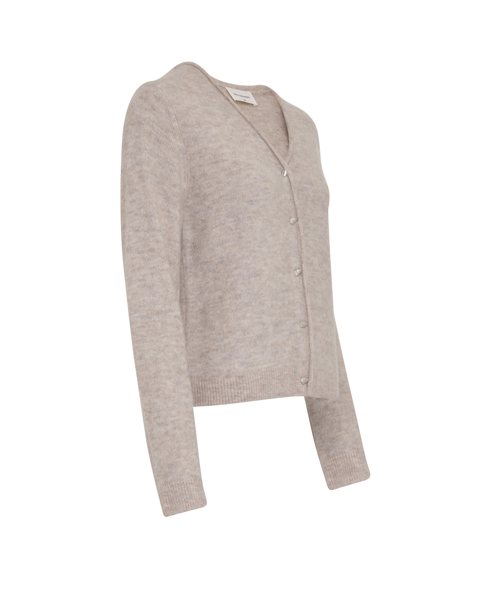 MSCHViloh Alegria Cardigan – Warm Light Gray Melange, close-up