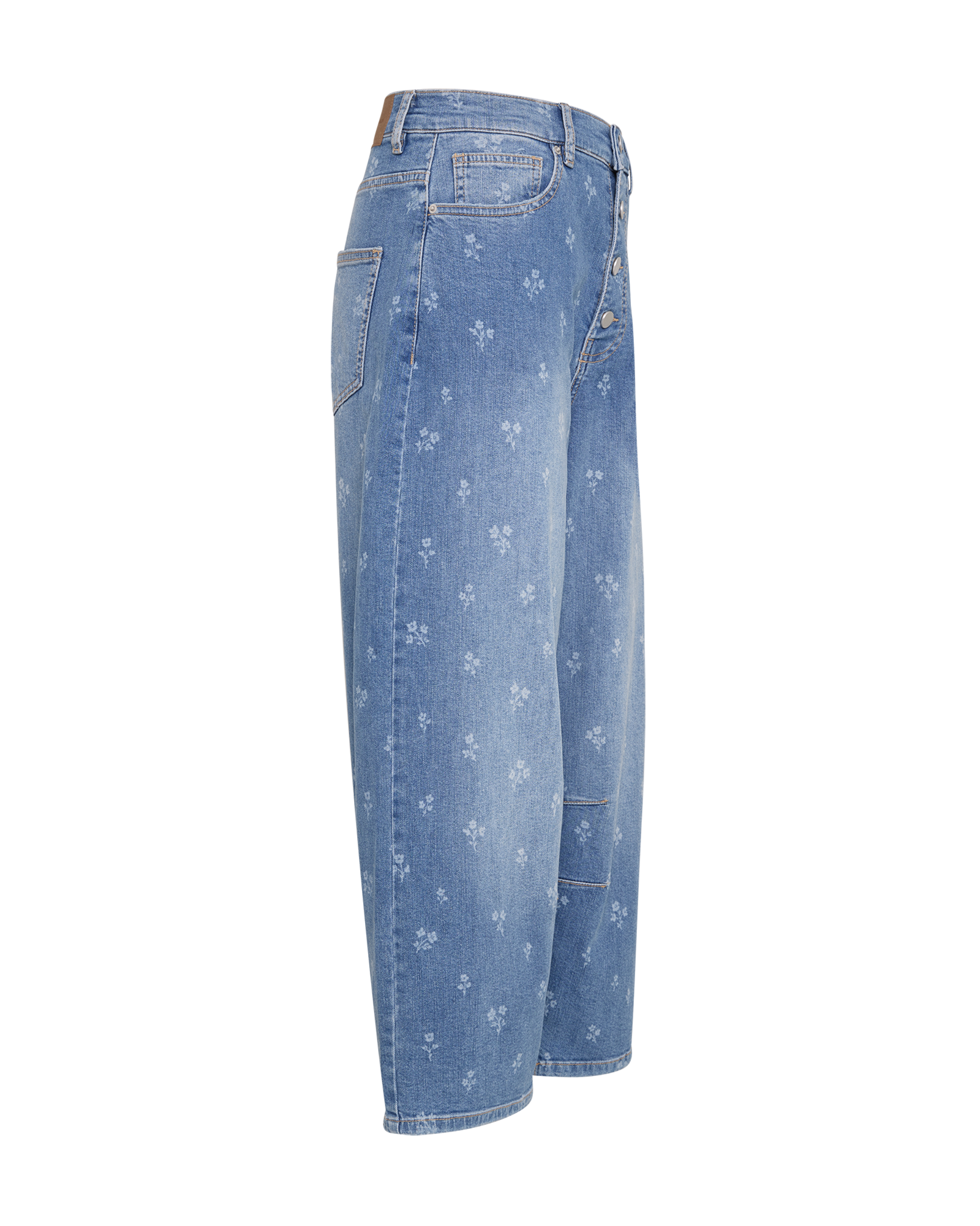 MSCHMio Noa HW Barrel Cropped Jeans AOP – M BLUE WASH FLW, close-up