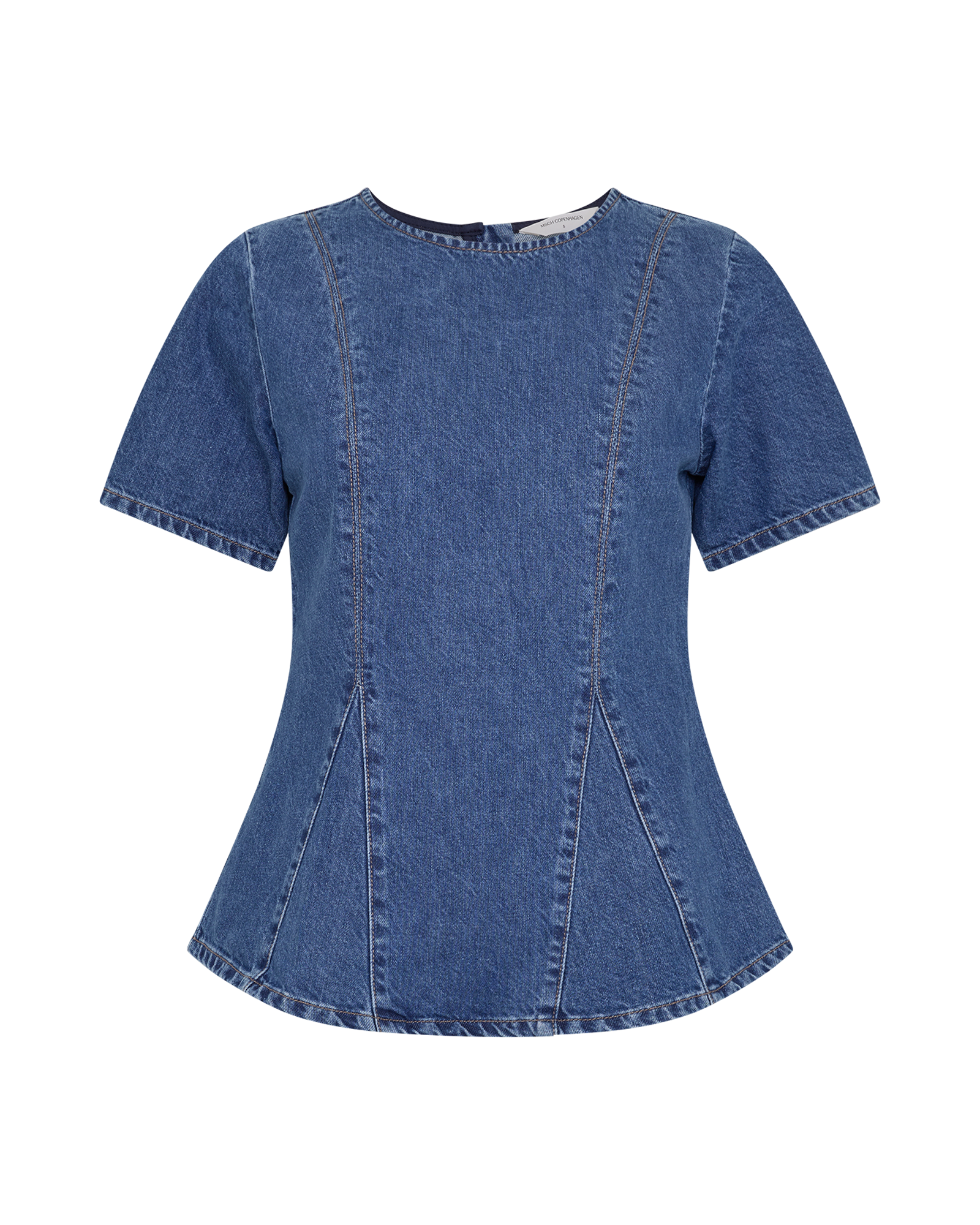 MSCHTurig Alena SS Top – Mid Blue Washed, front