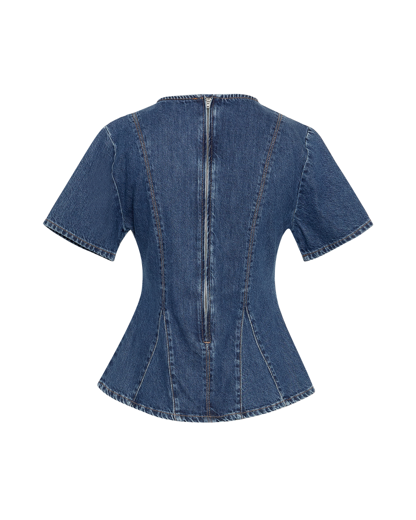 MSCHTurig Alena SS Top – Mid Blue Washed, back