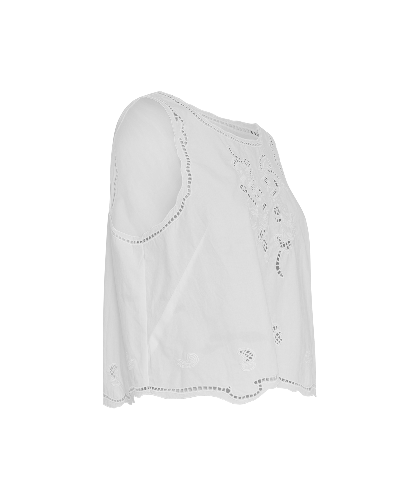 MSCHBeate SL Top EMB – Bright White, close-up
