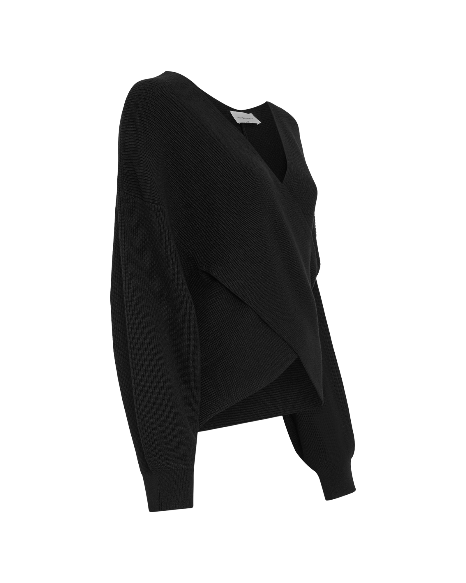 MSCHZinelle Rachelle Wrap Pullover – Black, close-up