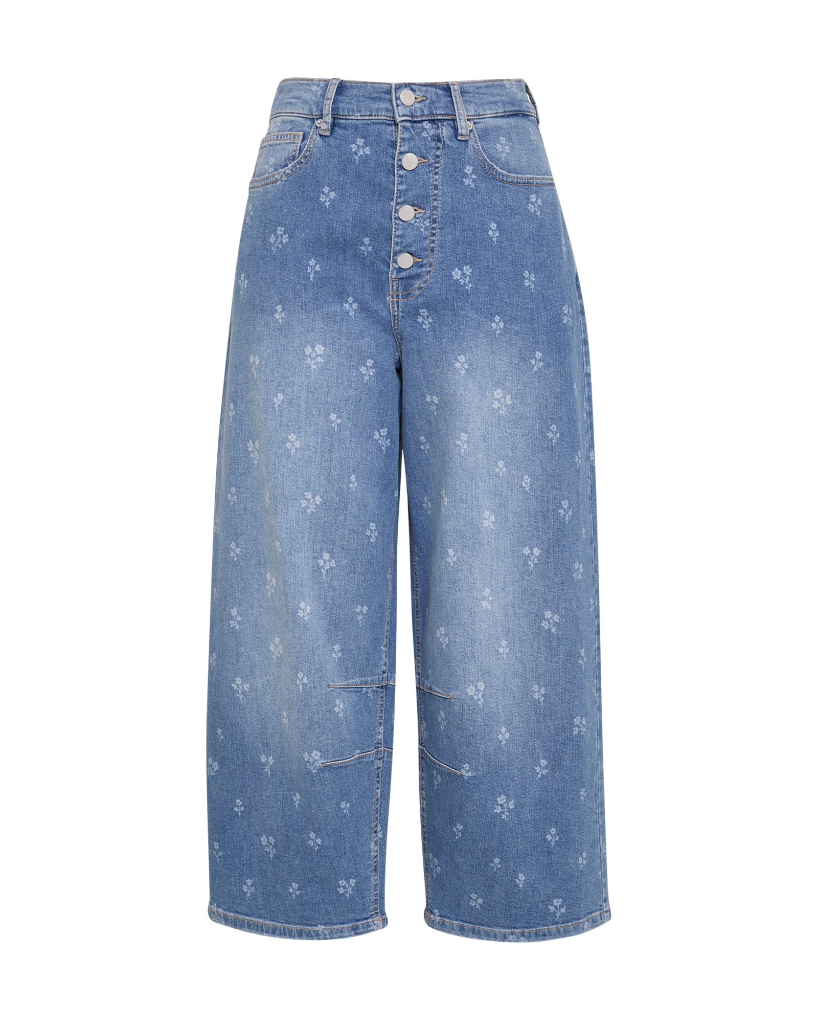 MSCHMio Noa HW Barrel Cropped Jeans AOP – M BLUE WASH FLW, front