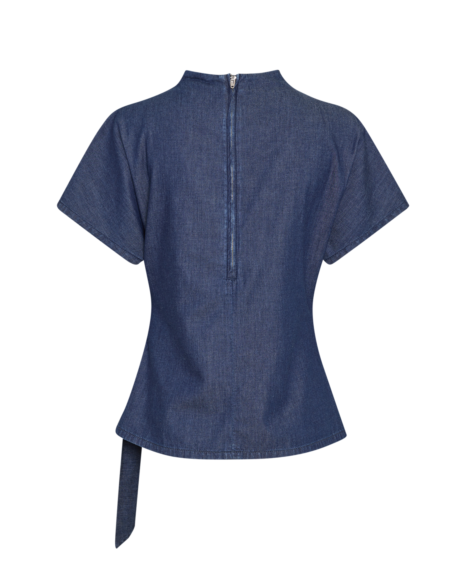MSCHAleie Ruby SS Denim Top – Mid Blue Washed, back