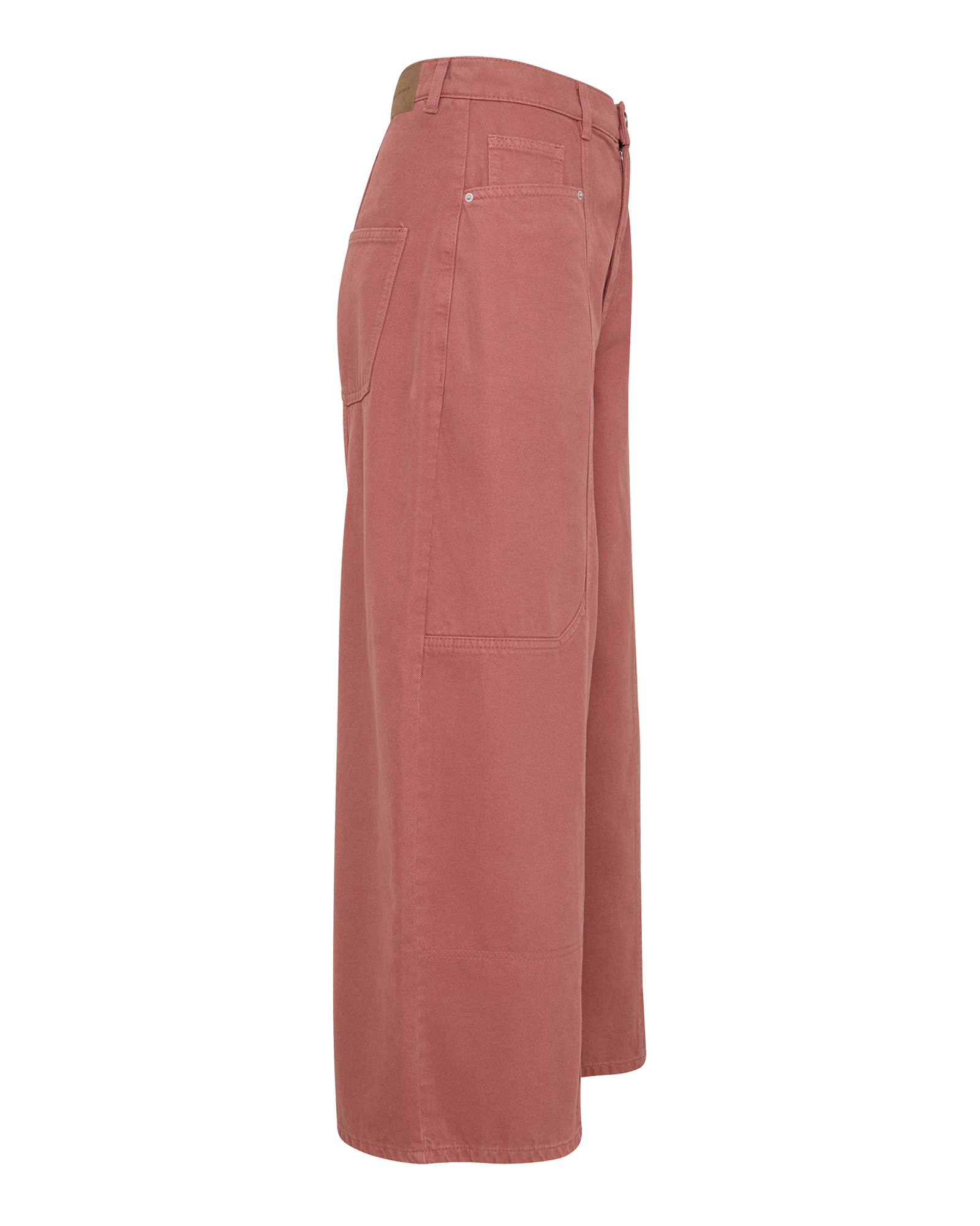 MSCHLoa Ela HW Boxy Wide Ankle Jeans – MARSALA WASH, close-up