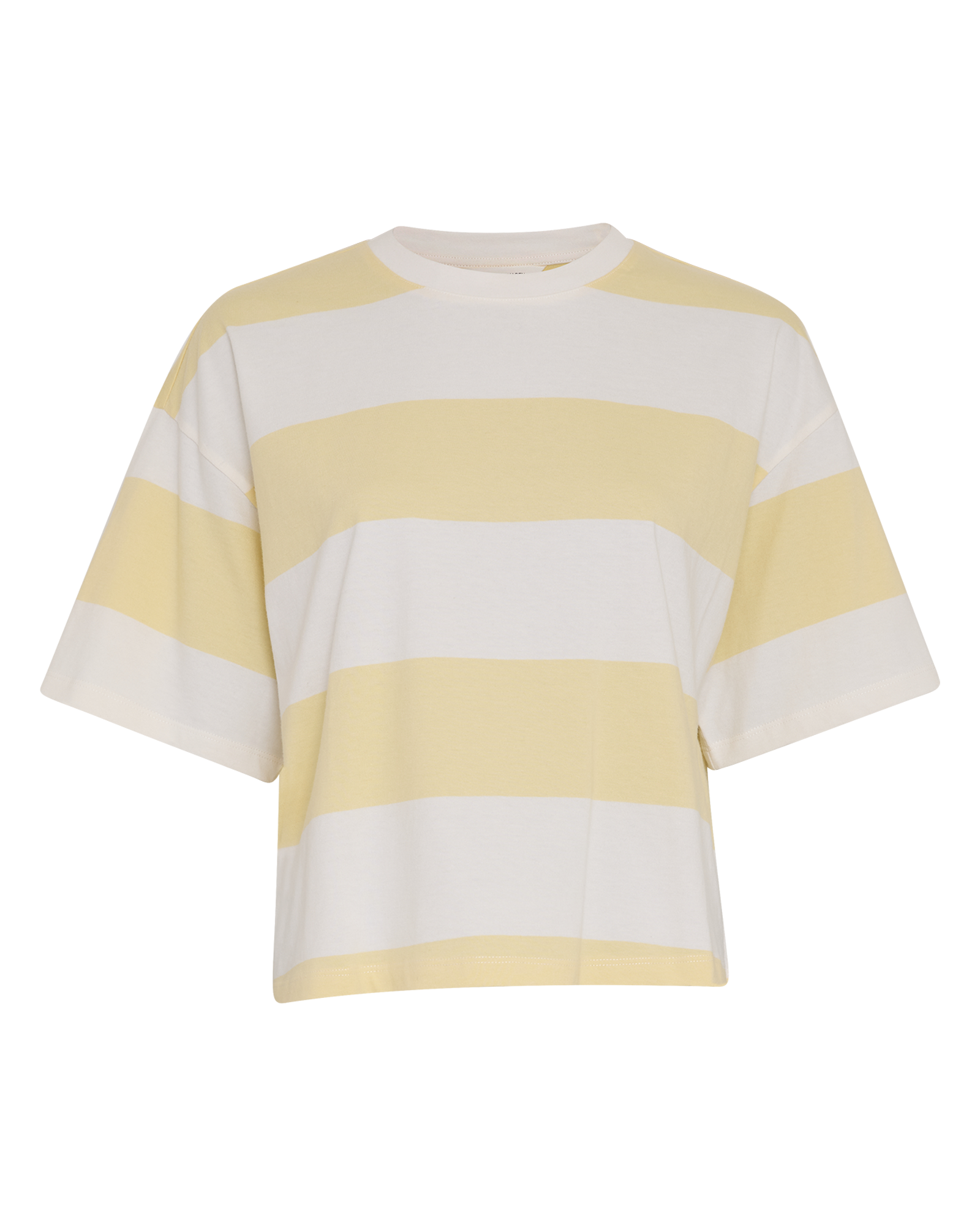 MSCHNaldi Organic Tee STP – Mellow Yellow / Egret, front