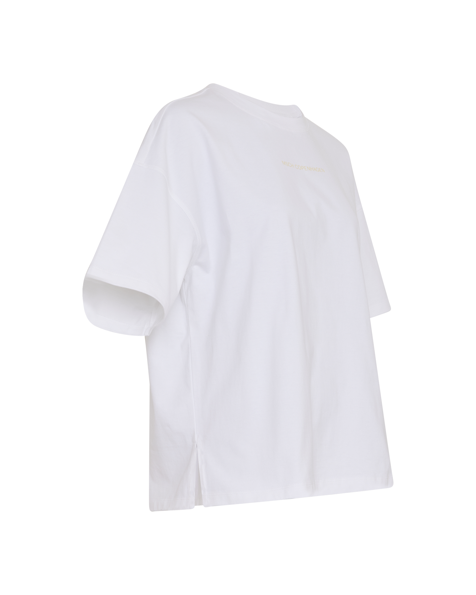 MSCHIbi Leana Logo Tee EMB – Bright White Flower, close-up