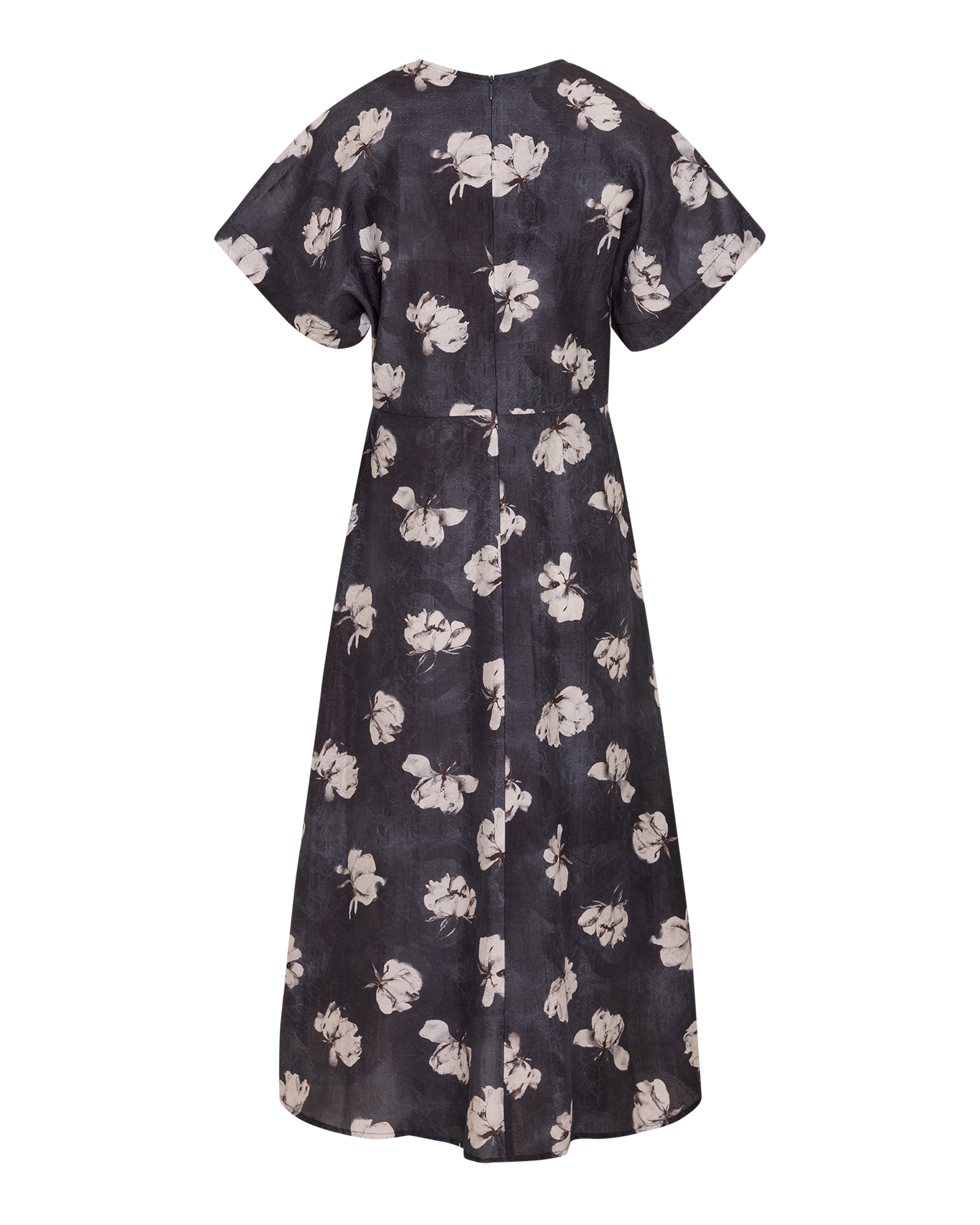 MSCHAlbury Rianne 2/4 Dress AOP – Charcoal Art Flower, back