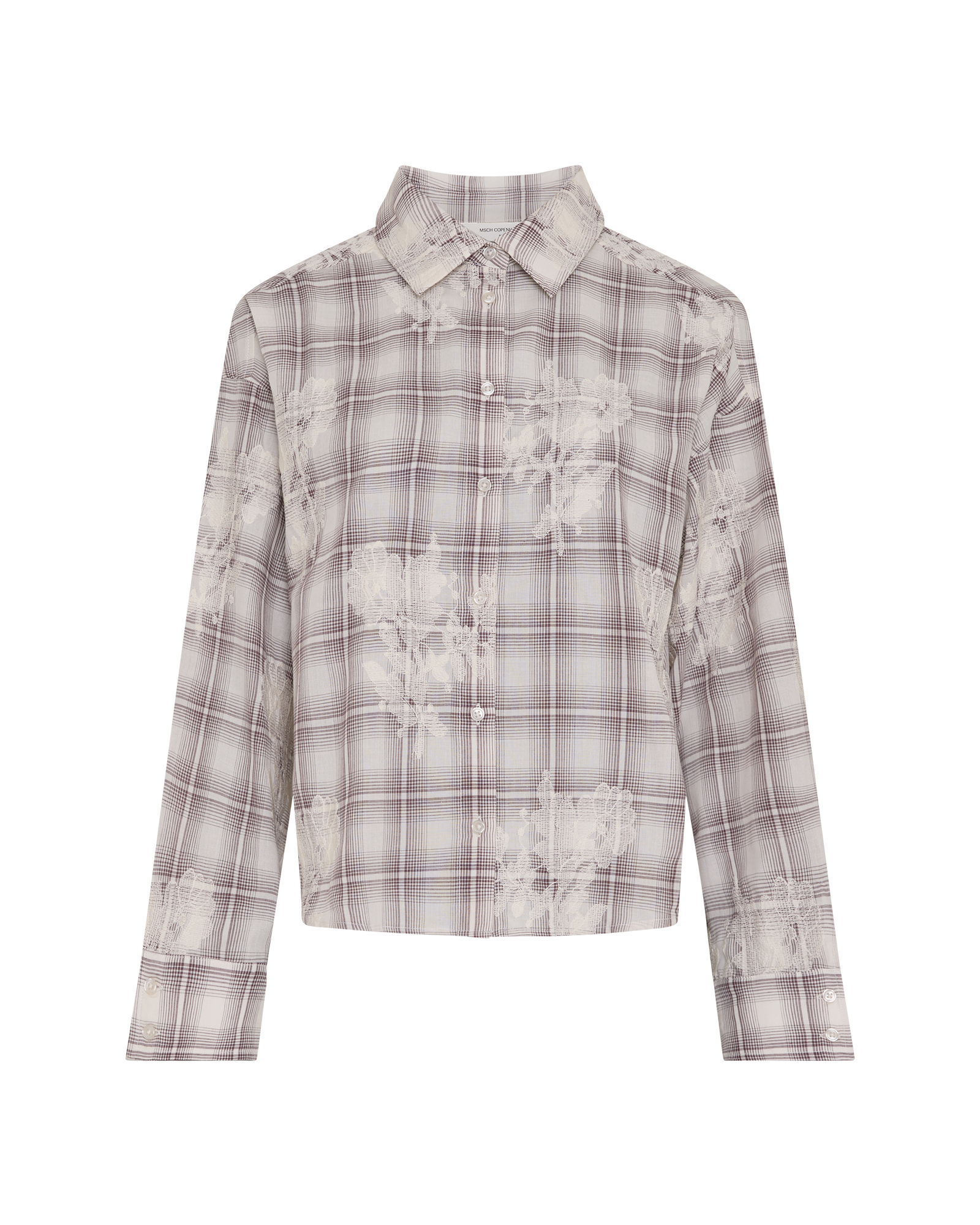 MSCHBetty Shirt CHK EMB – BIRCH/HUCKLEBER, front