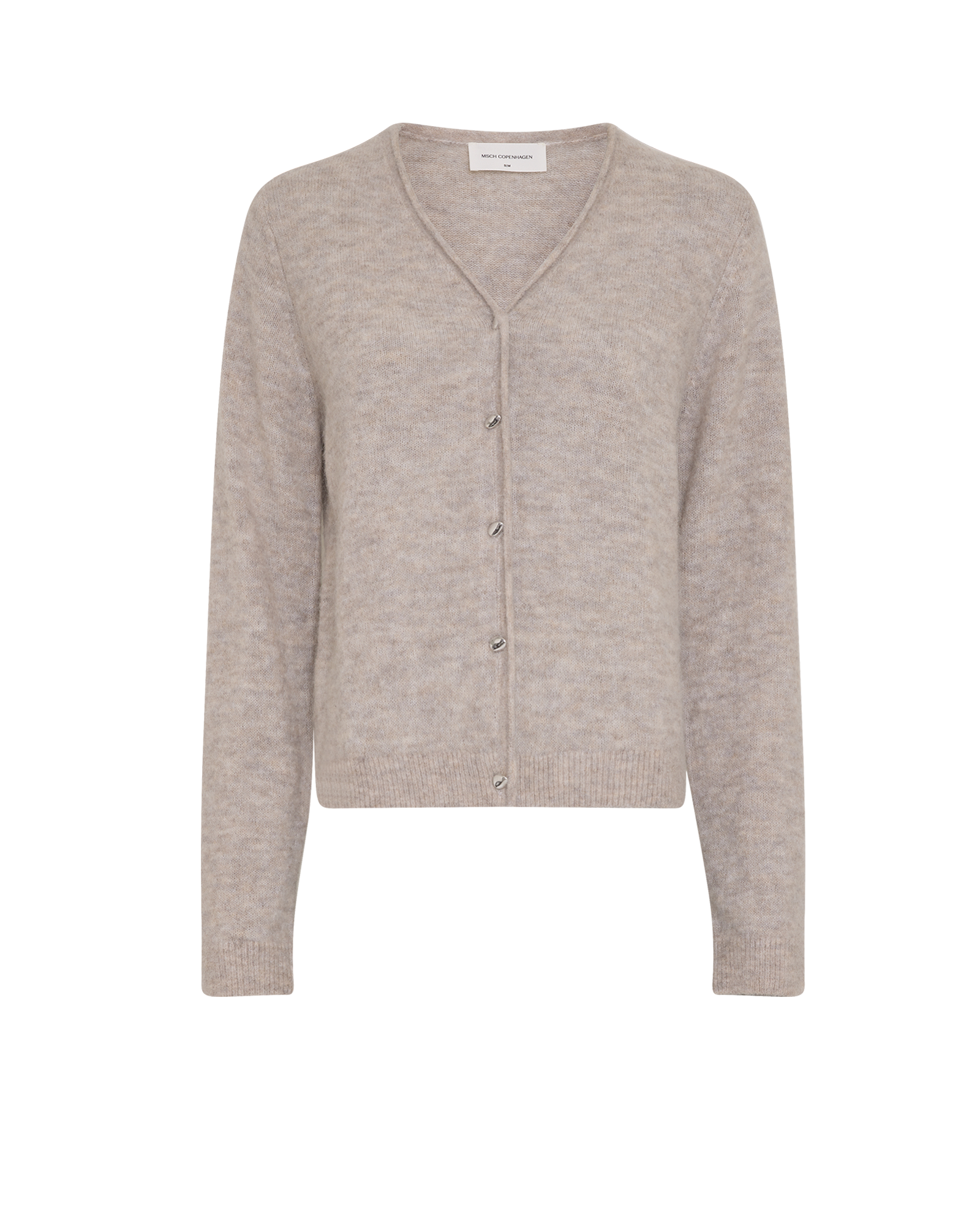 MSCHViloh Alegria Cardigan – Warm Light Gray Melange, front