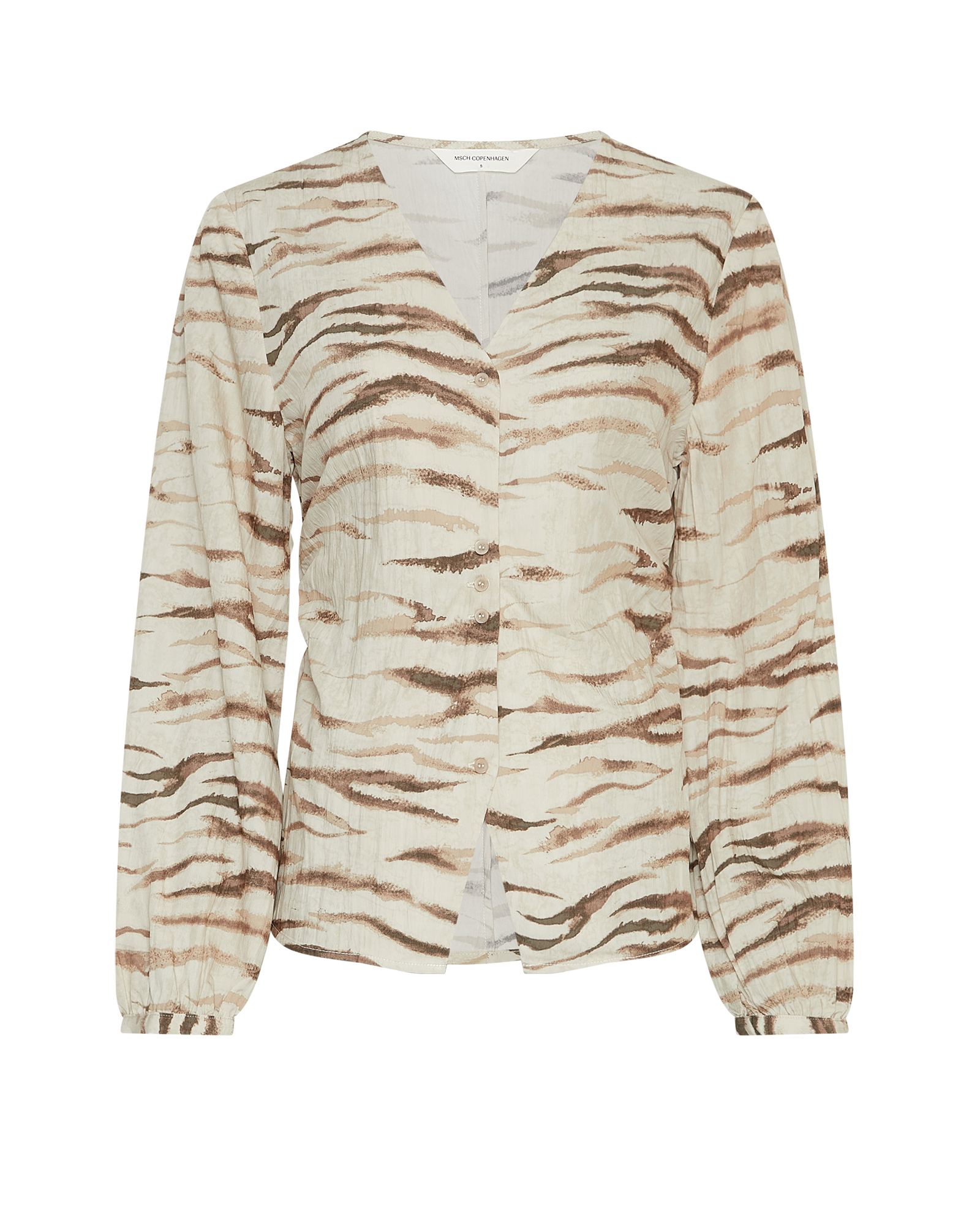 MSCHTania Shirt AOP – Oatmeal Zebra, front