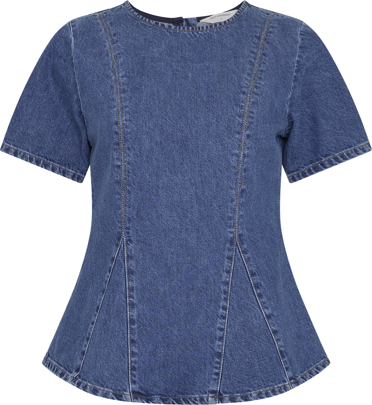MSCHTurig Alena SS Top – Mid Blue Washed, front